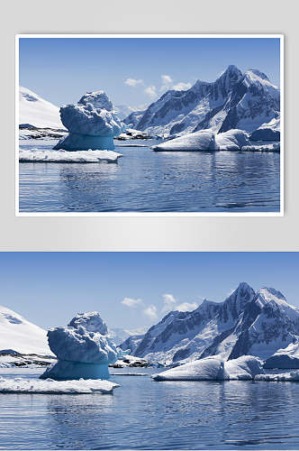 冰川山峰湖泊风景摄影图片