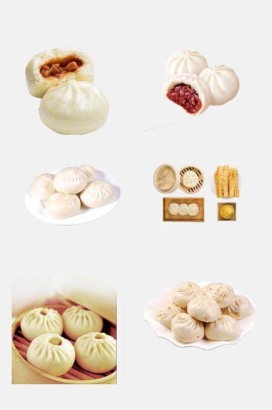 早餐手绘小笼包包子煎包免抠元素素材