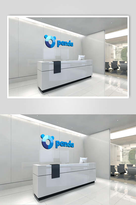 简洁形象墙前台LOGO展示样机效果图-众图网