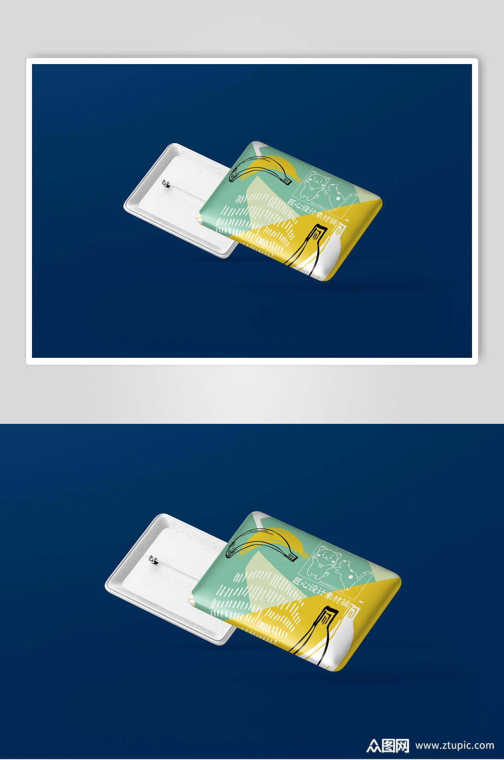 文创清新文艺方形胸针样机效果图