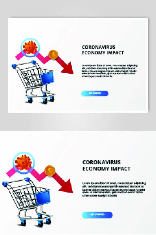 新冠病影响经济网页扁平化插画设计
