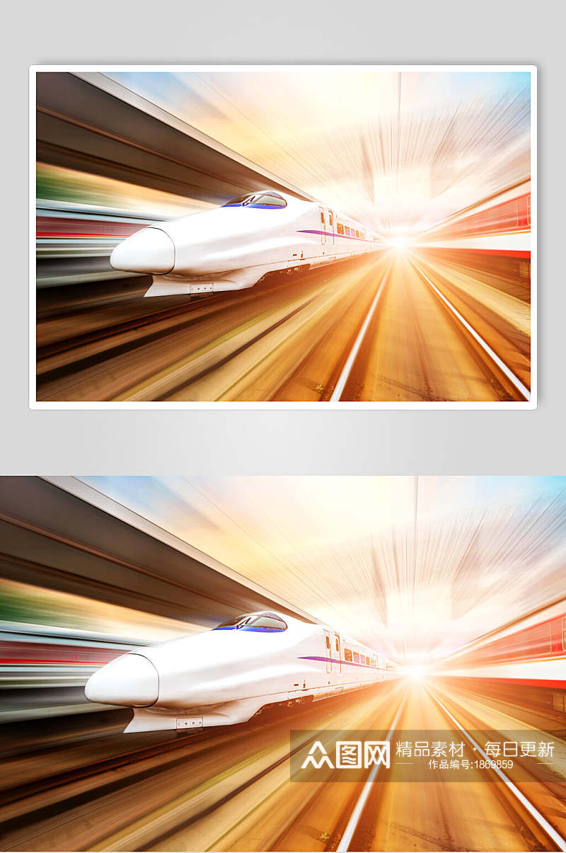 列车动车轨道阳光图片素材