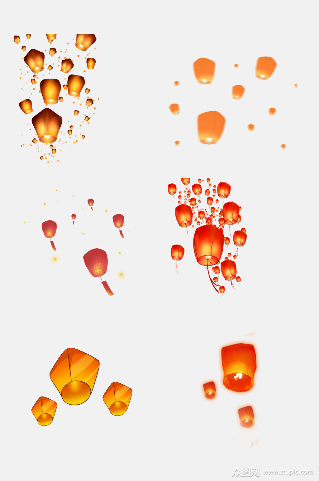 孔明灯免抠元素素材