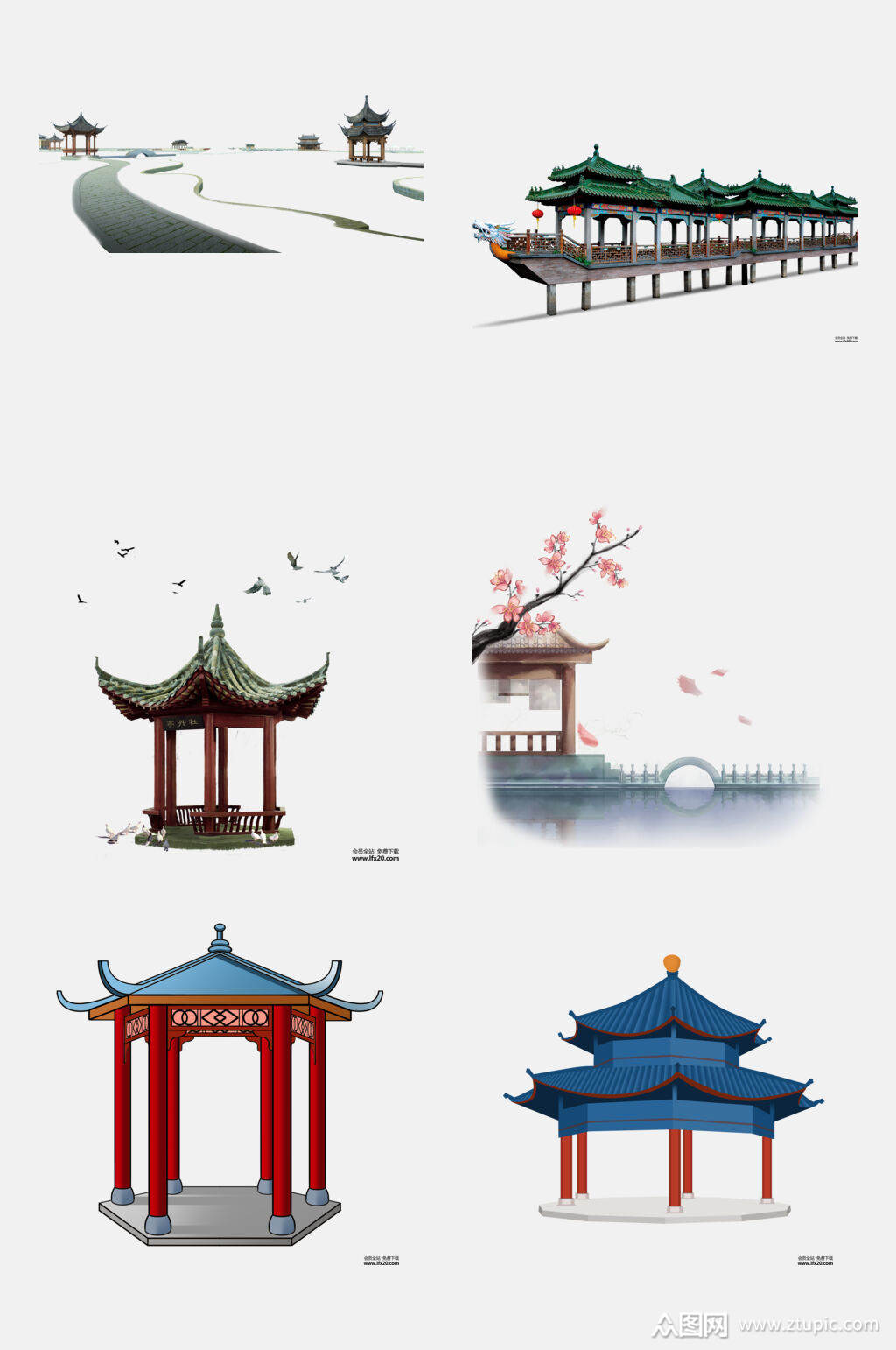 各式亭子庭院免抠设计元素素材