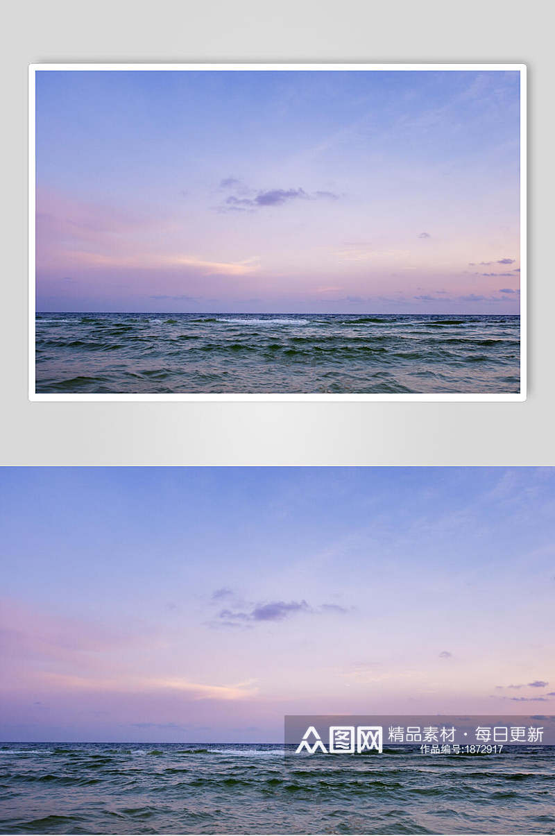 紫色渐变天空海岸线夕阳朝霞图片素材