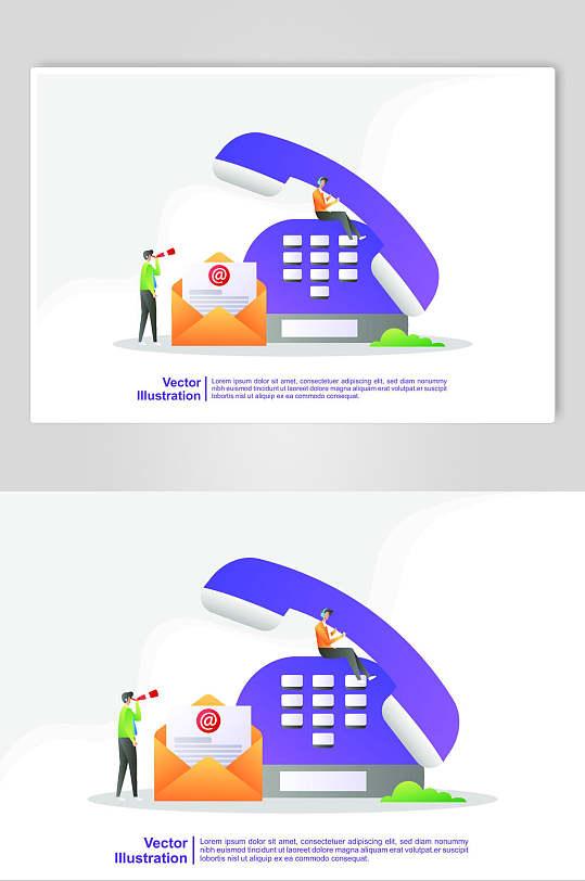 扁平化电话电子邮件矢量插画设计素材