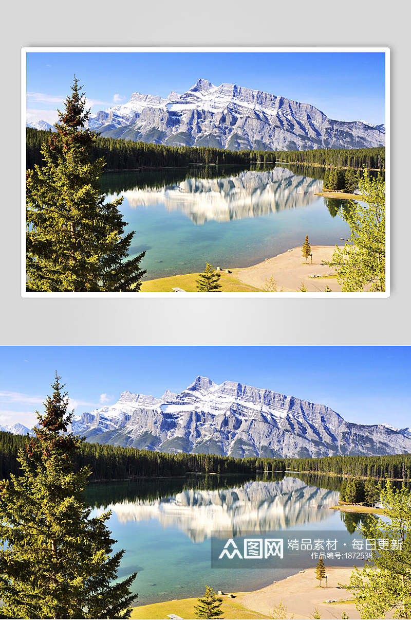 山峰湖泊冰川风景图片素材