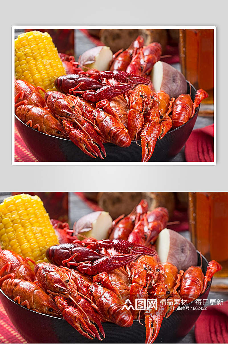 小吃小龙虾摄影背景图片素材