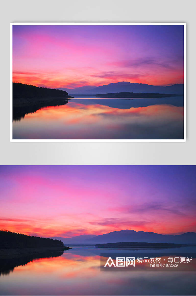 山峰湖泊天空风景图片素材