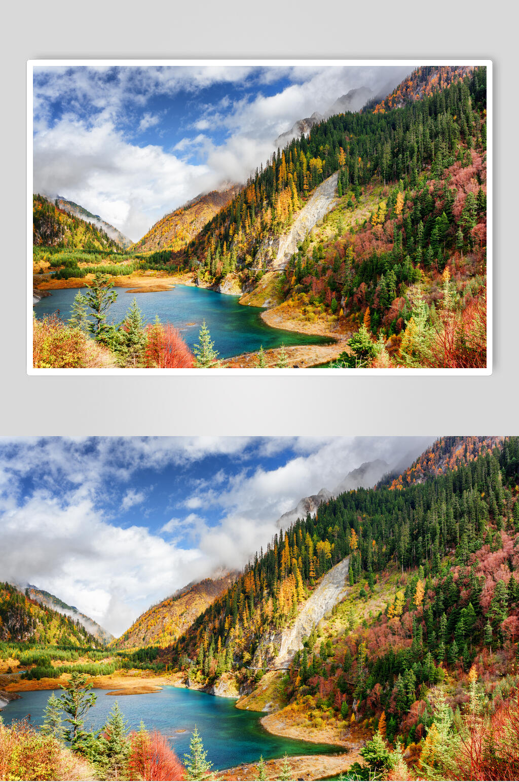 湖光山色山峰湖泊风景图片素材