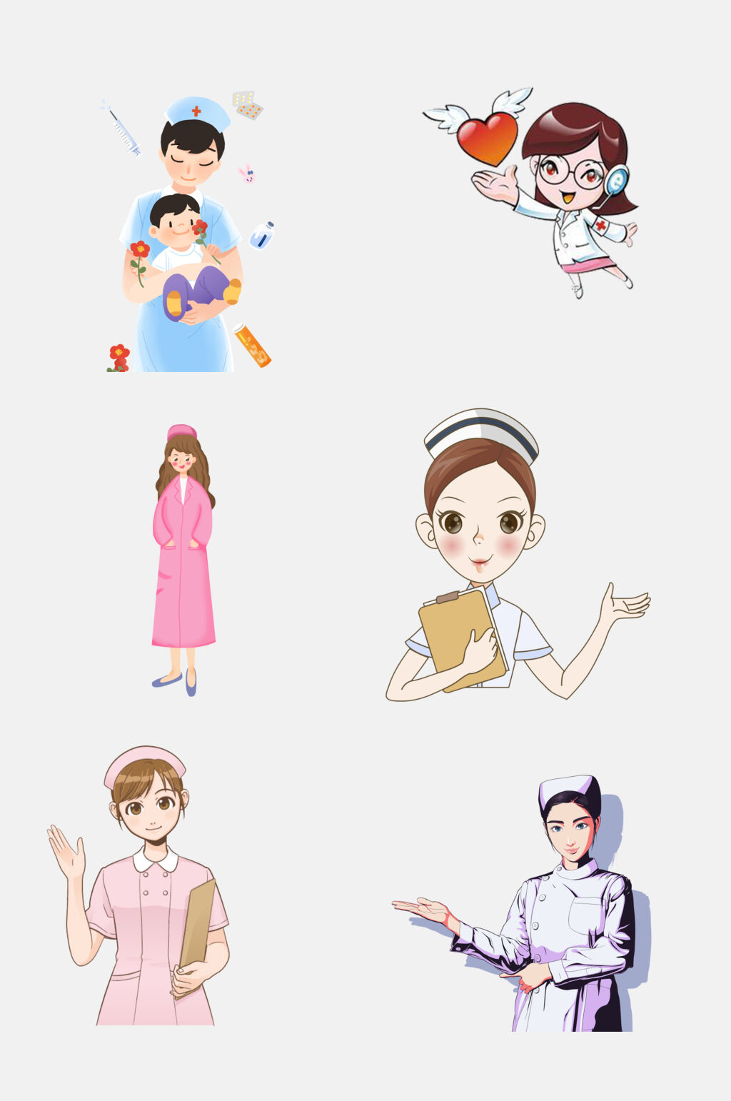 手绘白衣天使医生护士免抠元素素材