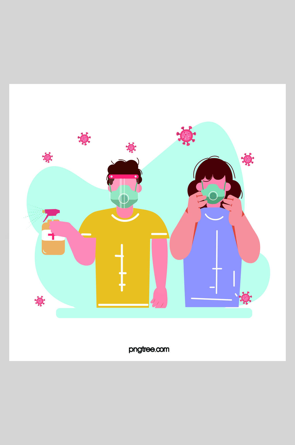扁平化口罩防护插画素材设计素材