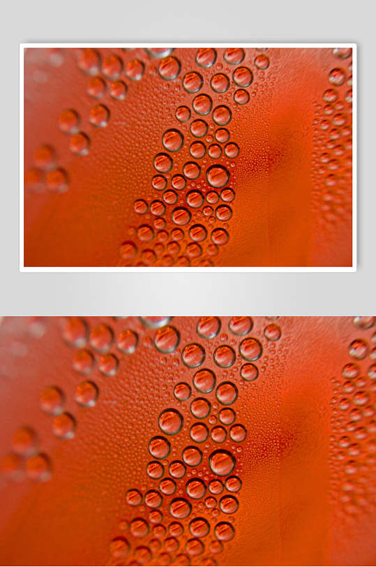 红色背景透明水珠雨滴图片