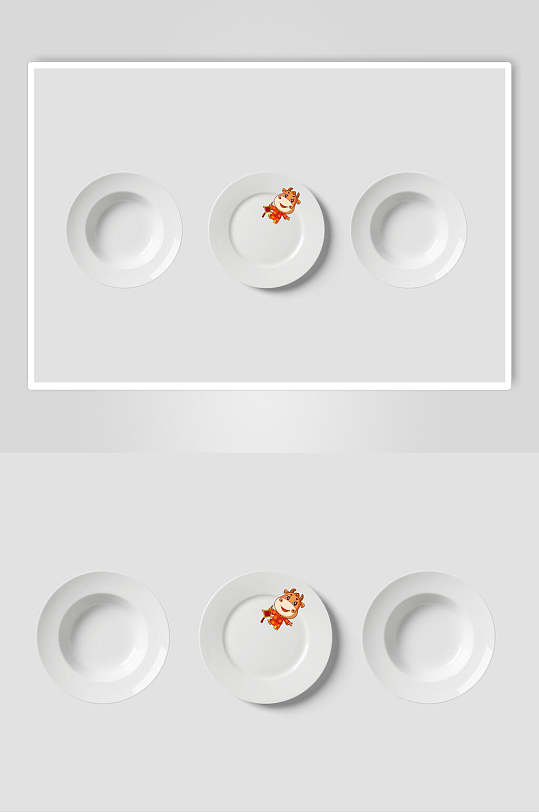 白色餐厅盘子餐具样机效果图