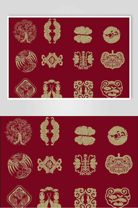 红金中式花纹设计素材
