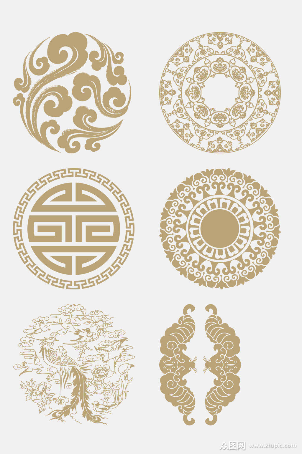 创意精美中式花纹免抠设计元素素材