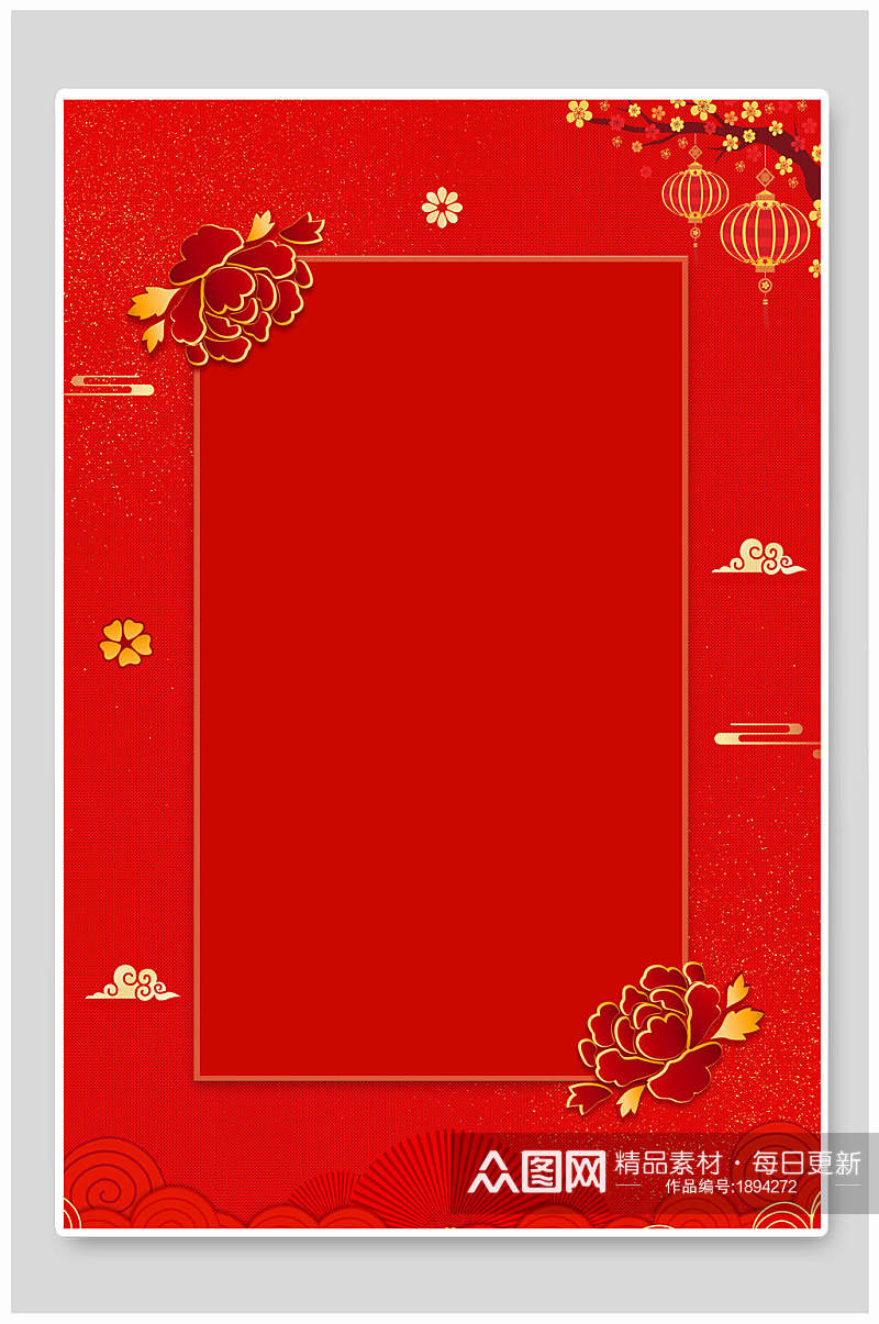 中国风简洁红色春节海报背景素材素材