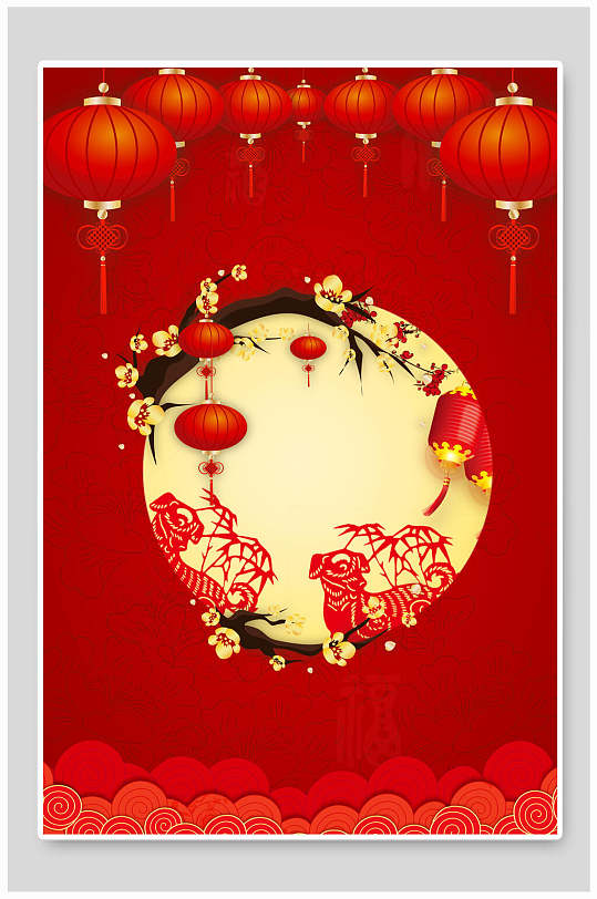 中国风经典红色喜庆春节海报背景素材