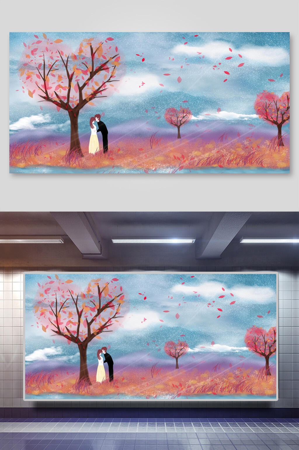 情人节情侣爱情插画素材素材
