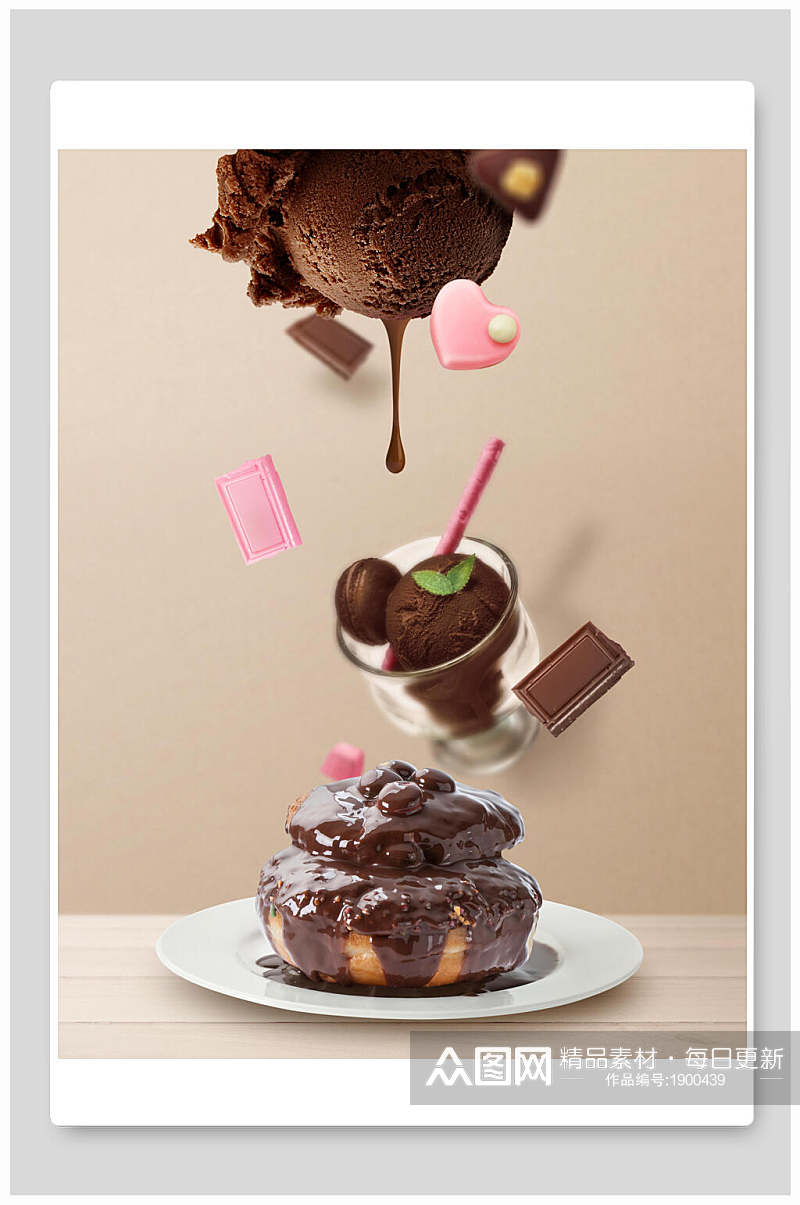 美味巧克力蛋糕甜品海报背景素材