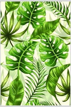 清新绿色热带植物设计素材