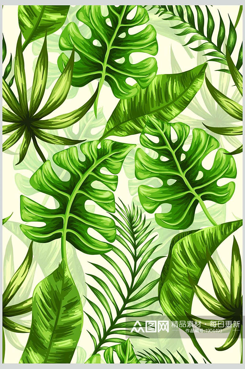 清新绿色热带植物设计素材素材