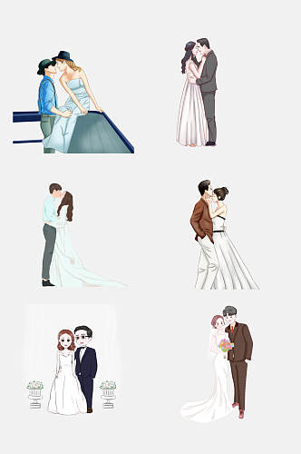 创意写真婚纱婚礼卡通人物设计元素