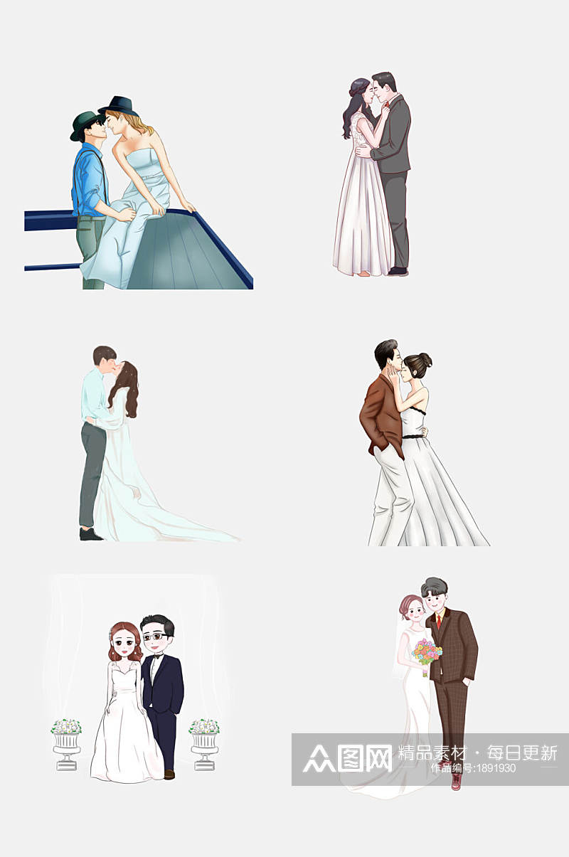 创意写真婚纱婚礼卡通人物设计元素素材