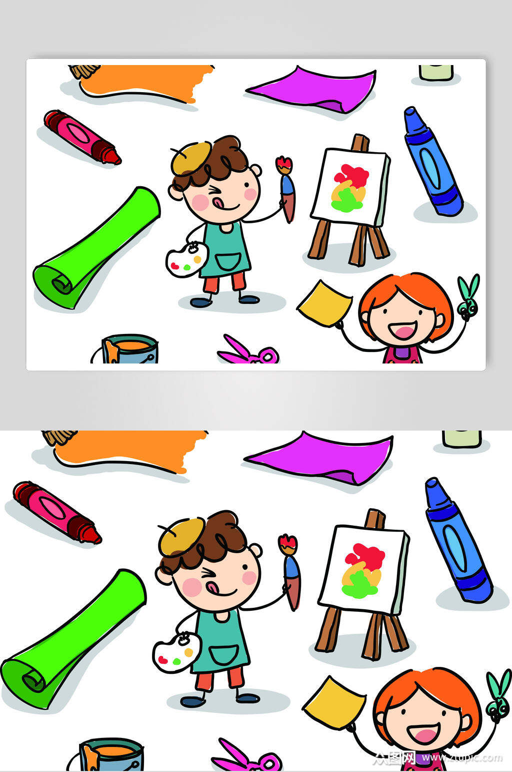卡通幼儿儿童绘画工具设计素材