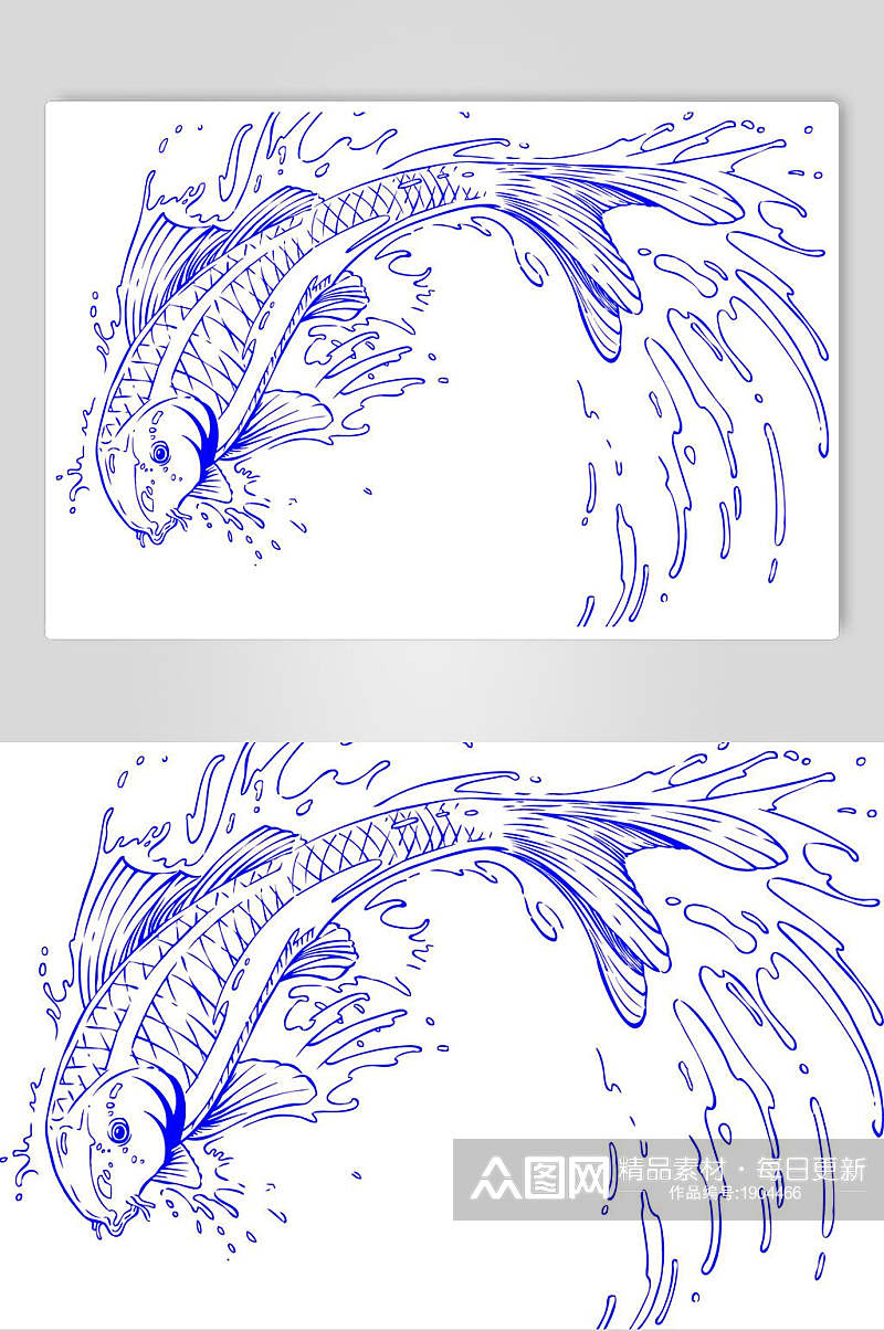 线描素描勾线锦鲤鱼素材素材