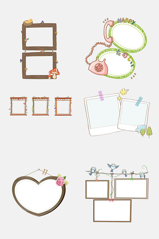 卡通创意相框边框设计元素