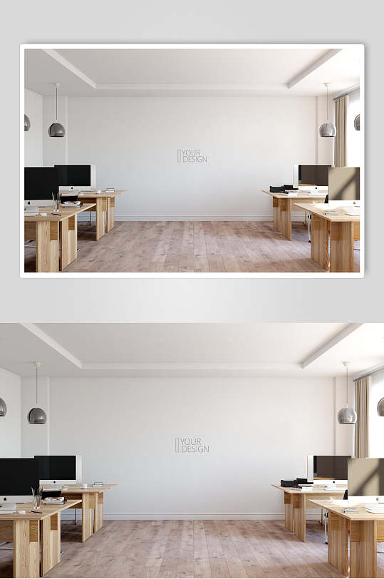 办公室背景墙展示样机效果图-众图网