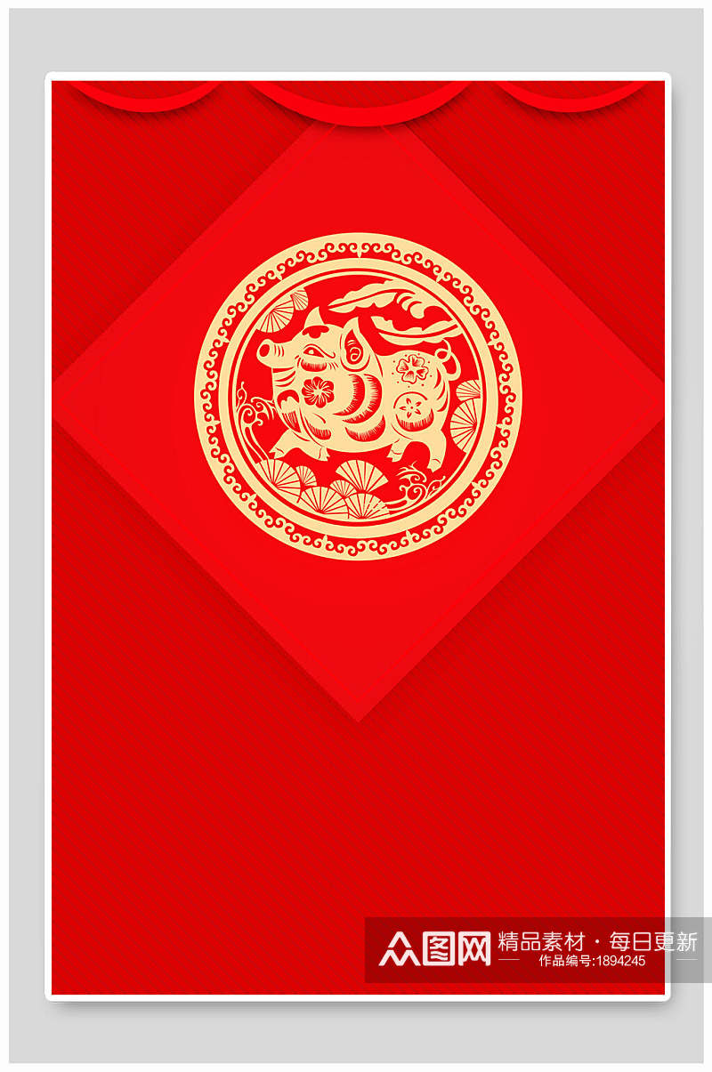 中式红色春节海报背景素材素材