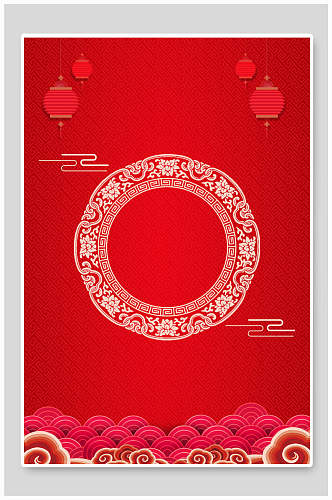 中式精美红色春节海报背景素材
