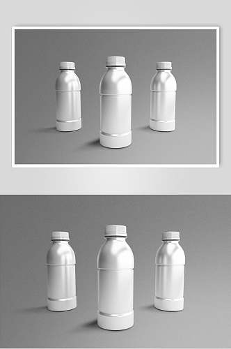 白色简约瓶子包装标签展示样机效果图