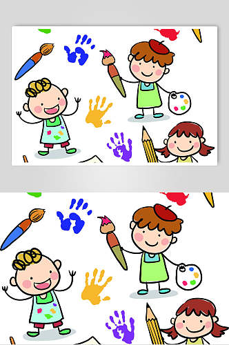 彩色卡通幼儿儿童绘画设计素材