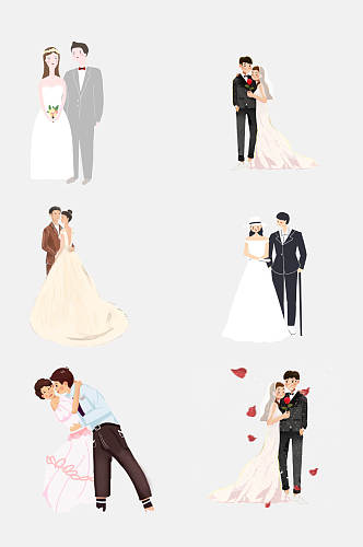 浪漫仪式婚纱婚礼卡通人物设计元素