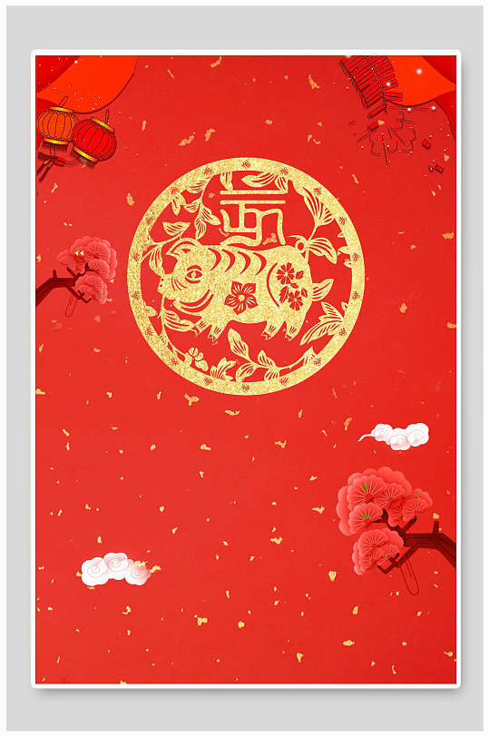 红金红色创意春节海报背景素材