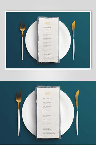 高端西餐餐具菜单样机设计效果图
