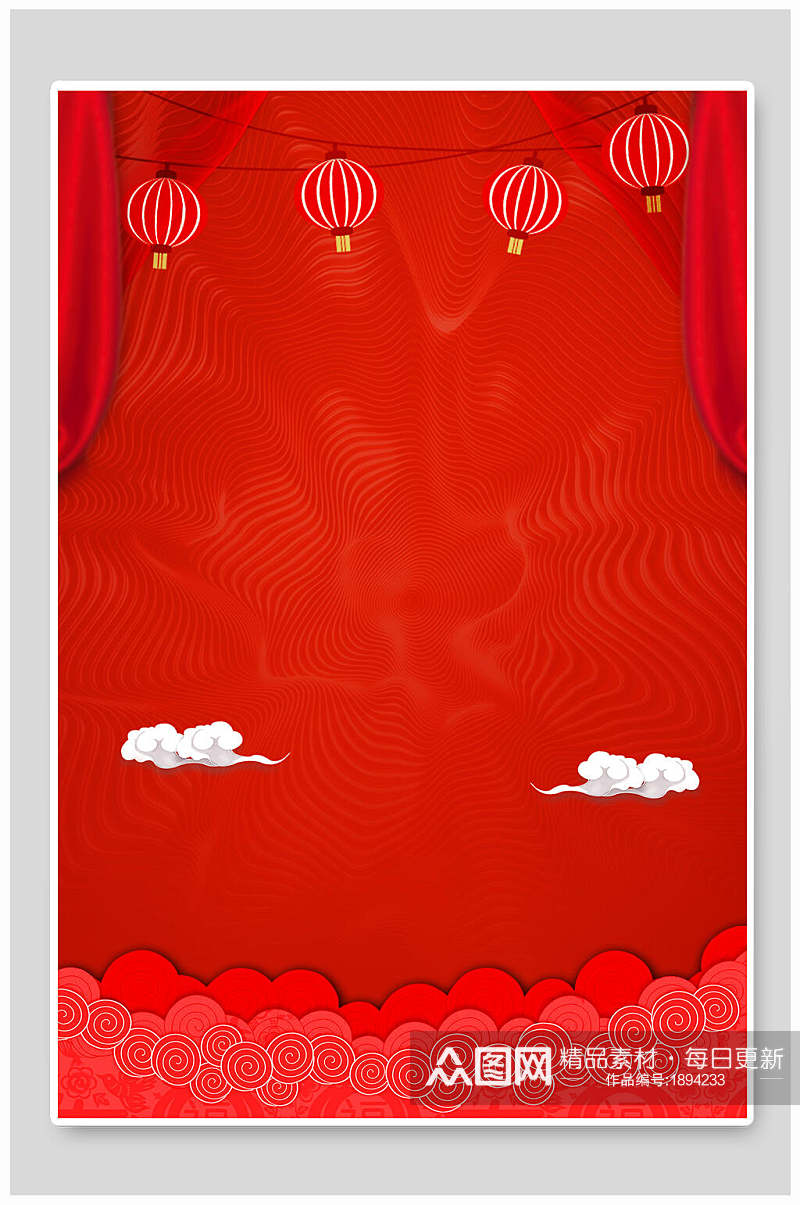 中式喜庆春节海报背景素材素材