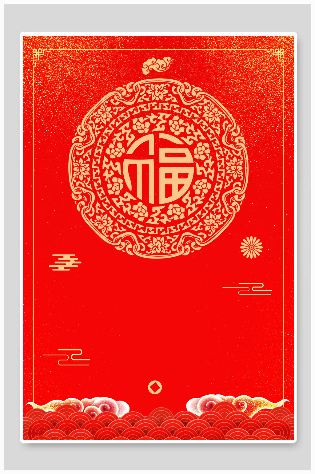 中式精致红色春节海报背景素材素材