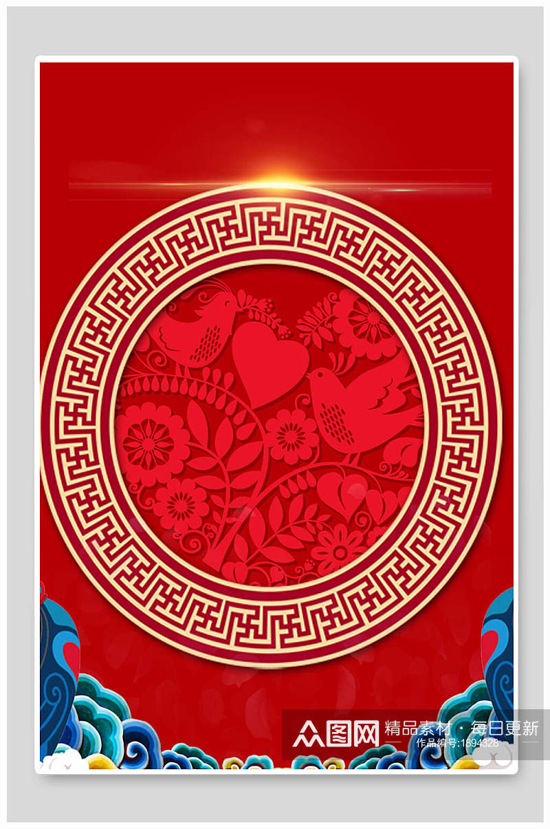 国潮古风喜庆春节海报背景素材素材