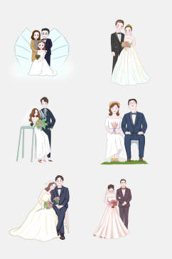 婚纱婚礼卡通人物设计元素