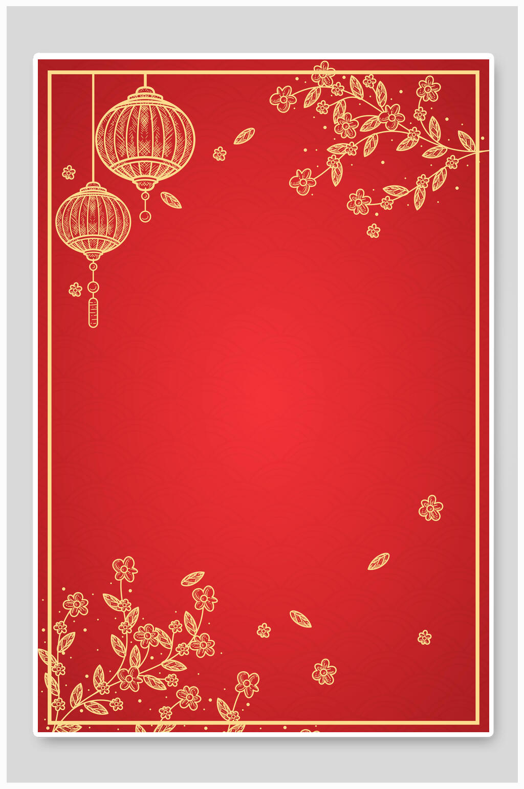 手绘红色春节海报背景素材素材