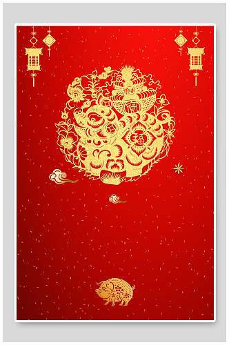 中式创意红色春节海报背景素材