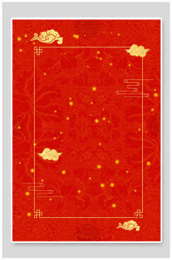 红金剪纸风红色春节海报背景素材