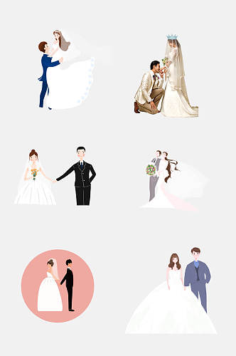 特色婚纱婚礼卡通人物设计元素