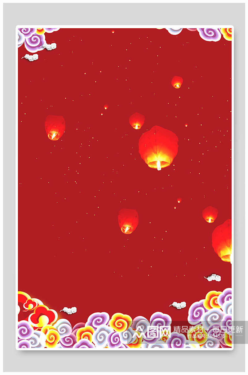 国潮孔明灯喜庆春节海报背景素材素材