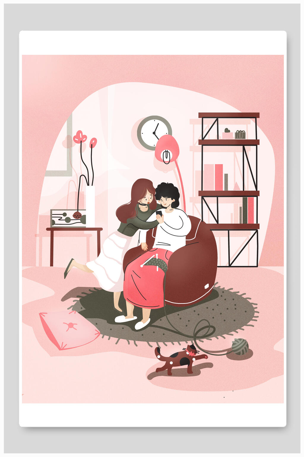 美容护肤卡通人物母亲节插画素材素材