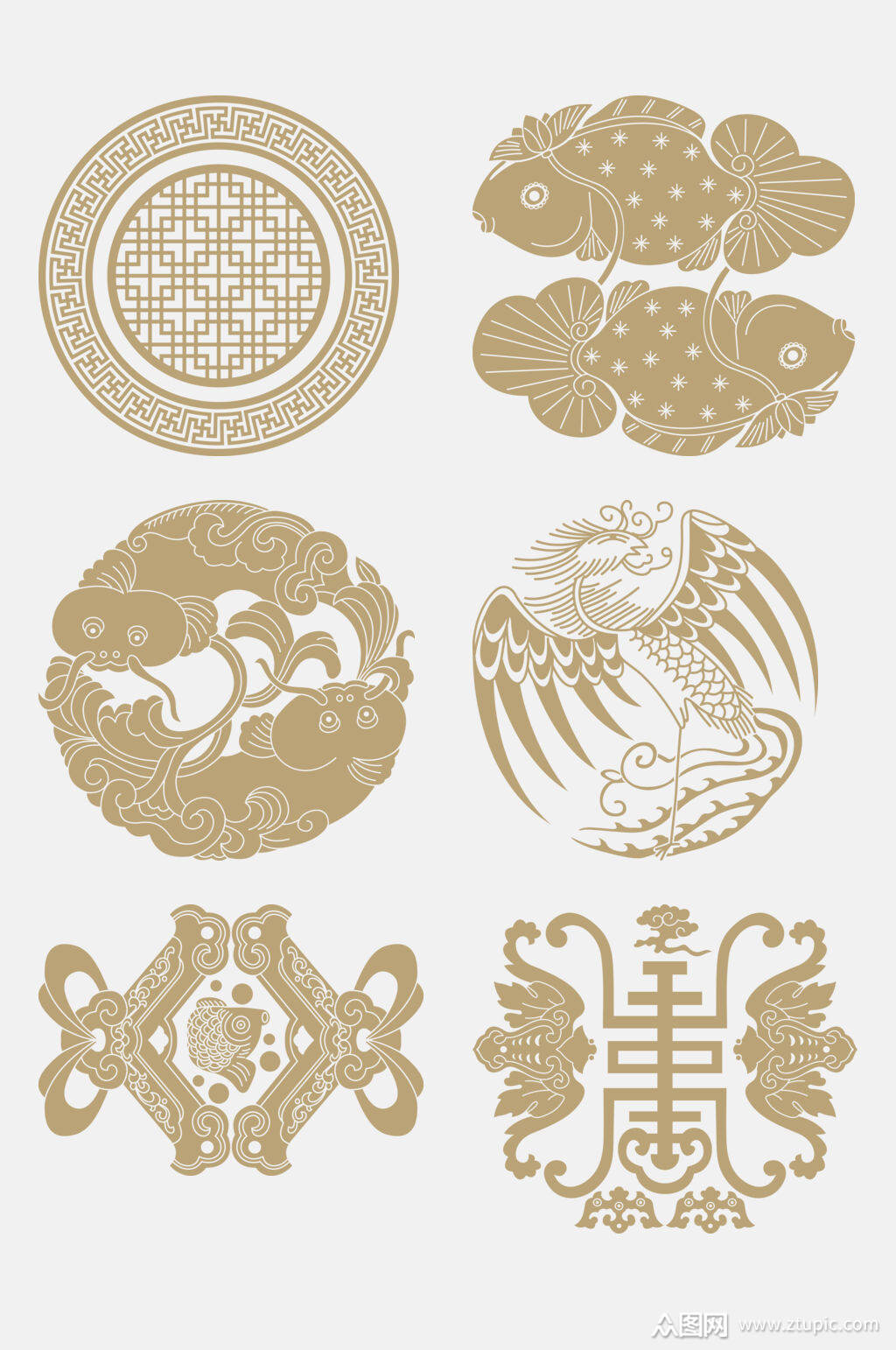 古风中式花纹免抠设计元素